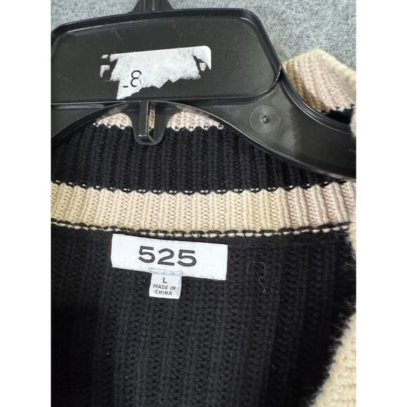 525 American Cardigan Sweater Women Large Black Chunky Knit Bishop Sleeve Classi - Picture 2 of 8